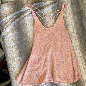 Pink sweater tank from American Eagle. Strappy back detail. Size medium.